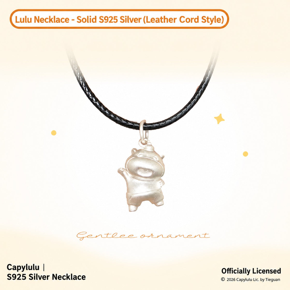 Officially Licensed Capybara Lulu S925 Silver Necklace