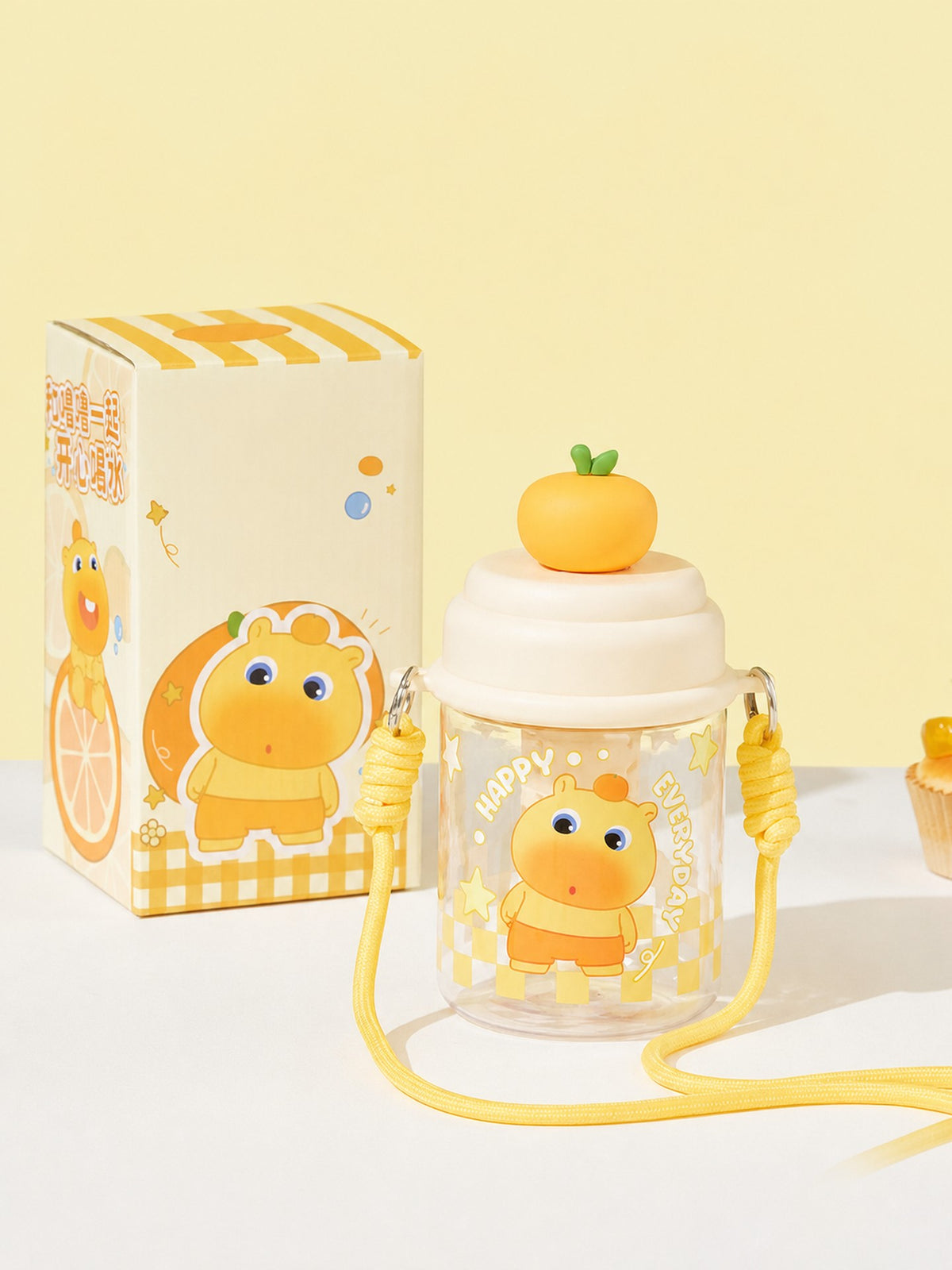 Officially Licensed Capybara Lulu Orange Tritan Straw Water Bottle, 550 ml