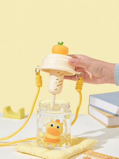 Officially Licensed Capybara Lulu Orange Tritan Straw Water Bottle, 550 ml
