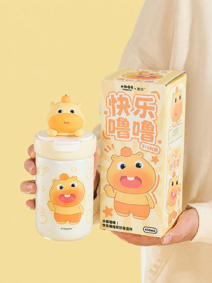 Officially Licensed Capybara Lulu Dual-Drink Insulated Bottle, 450 mL