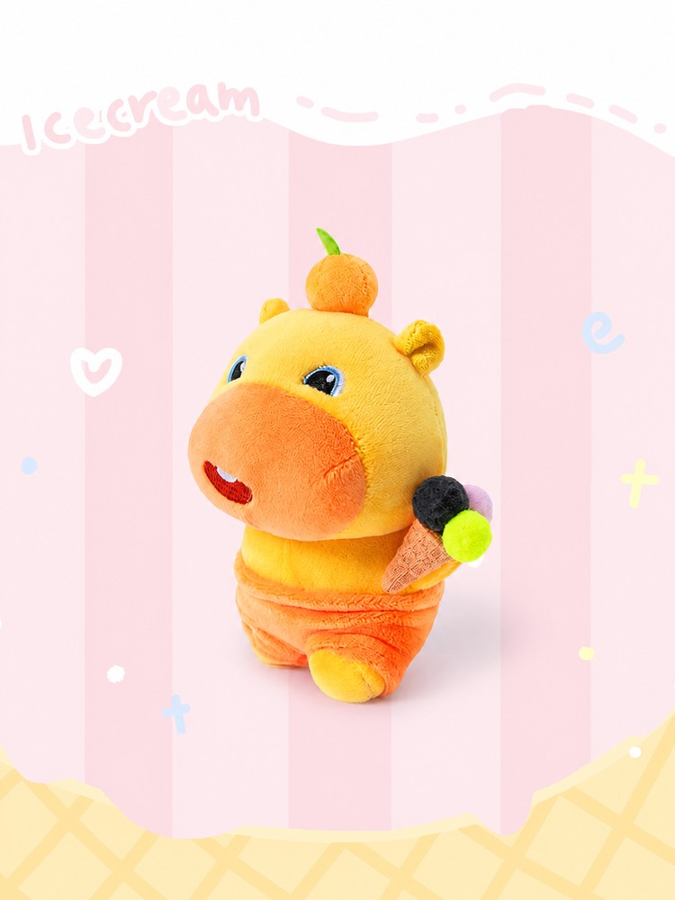 Officially Licensed Ice Cream Capybara Plush Keychain Bag Charm (10 cm / 3.9 in)