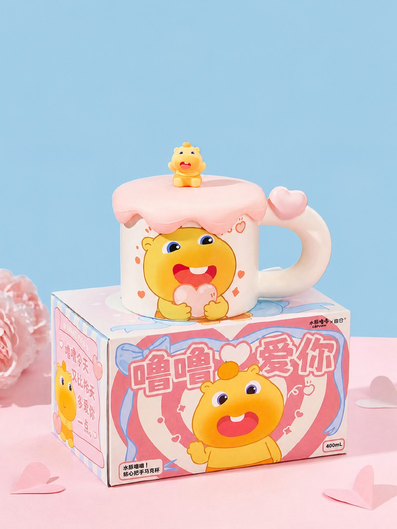 Officially Licensed Capybara Capybara Lulu Heart-Handle Ceramic Mug Set