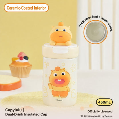 Officially Licensed Capybara Lulu Dual-Drink Insulated Bottle, 450 mL