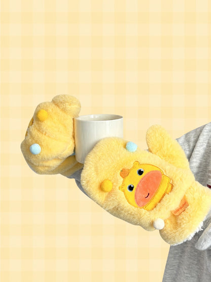 Officially Licensed Capybara Lulu Happy Lulu Plush Gloves (19 x 23 cm / 7.5 x 9.1 in)