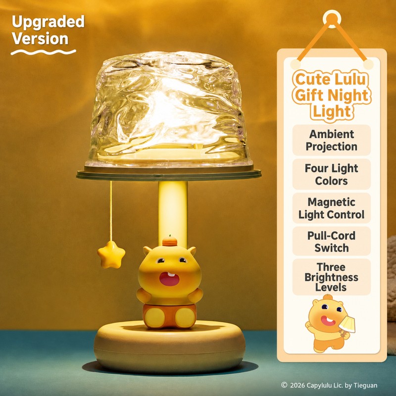 Officially Licensed Cute Capybara Lulu Night Light with Projection