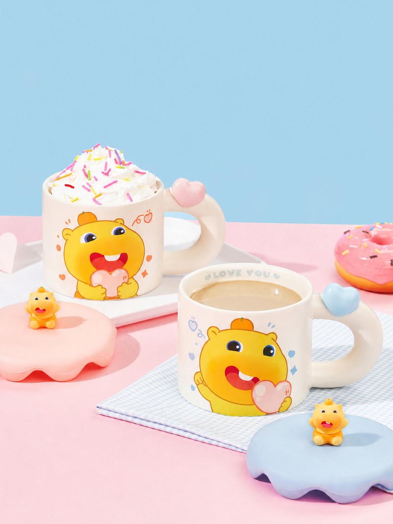 Officially Licensed Capybara Capybara Lulu Heart-Handle Ceramic Mug Set