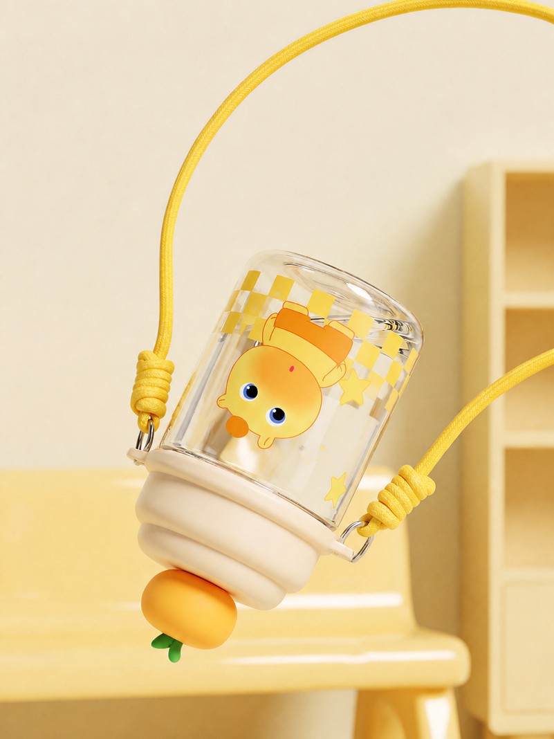 Officially Licensed Capybara Lulu Orange Tritan Straw Water Bottle, 550 ml